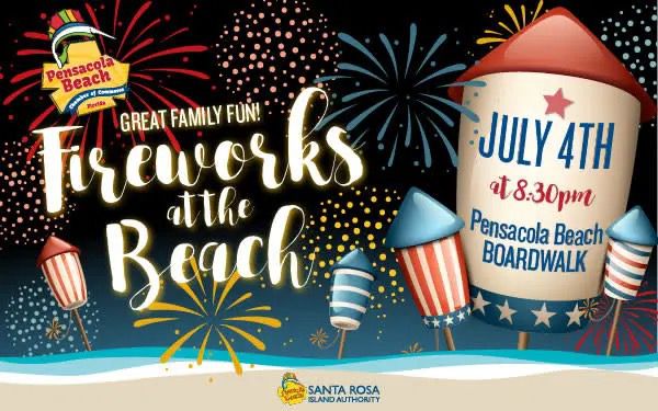 Fireworks at the beach advertisement